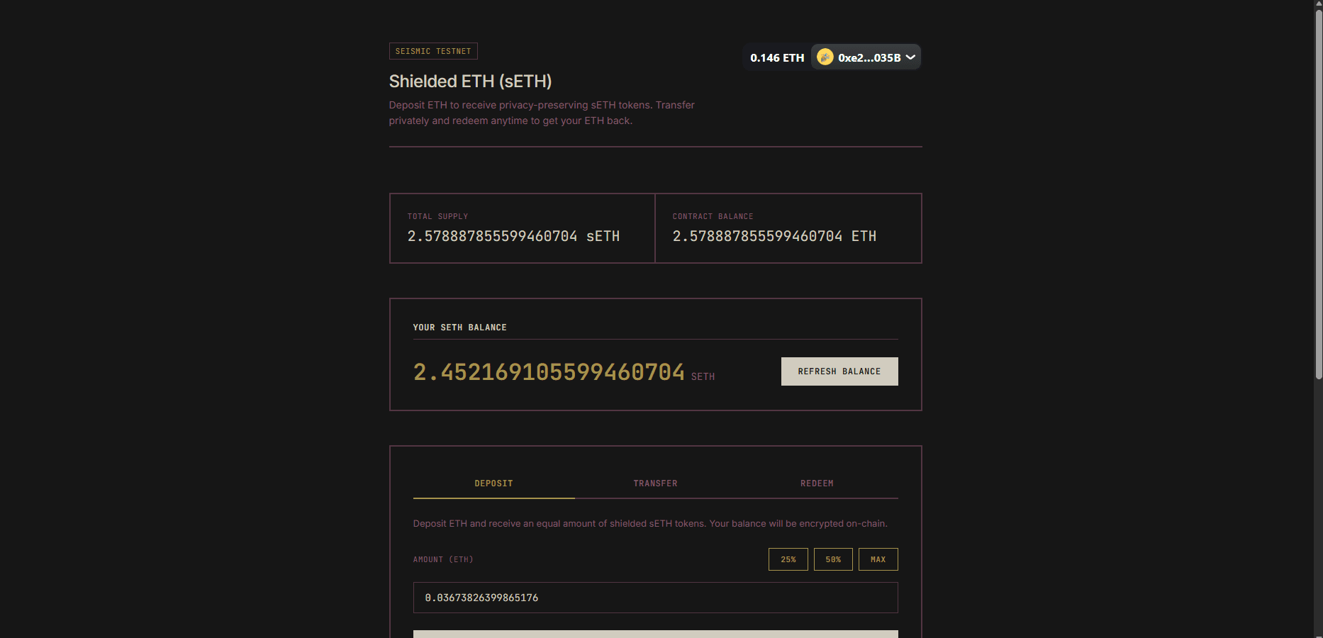 Shielded ETH (sETH) β Privacy Layer for Ethereum