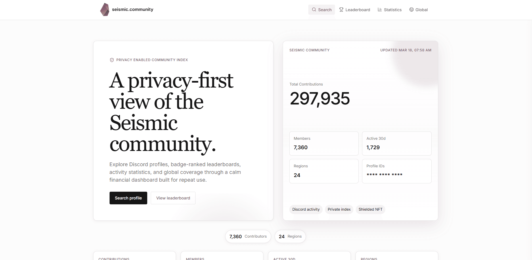 Seismic Community Dashboard