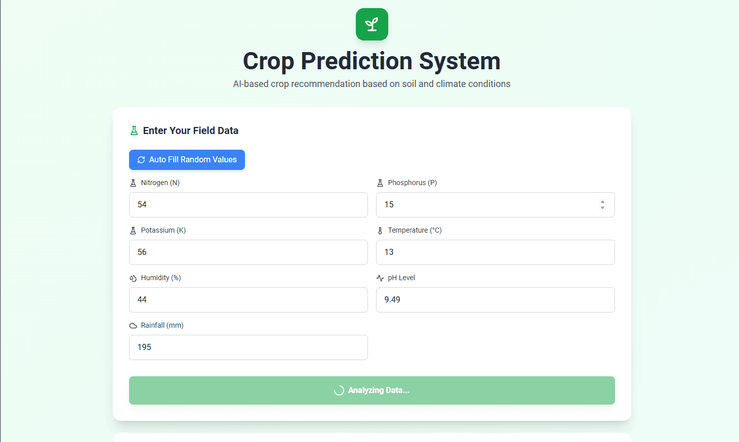 AI Crop Prediction System